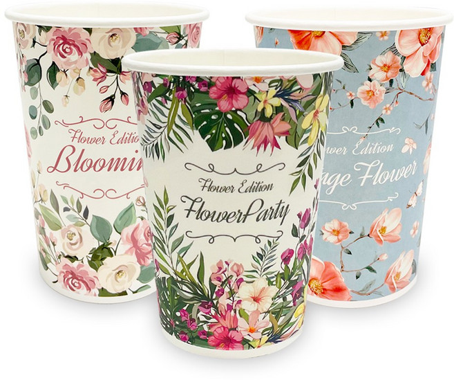 13온스 종이컵 50개 플라워에디션 모음 이쁜종이컵 크리스마스컵, 1개