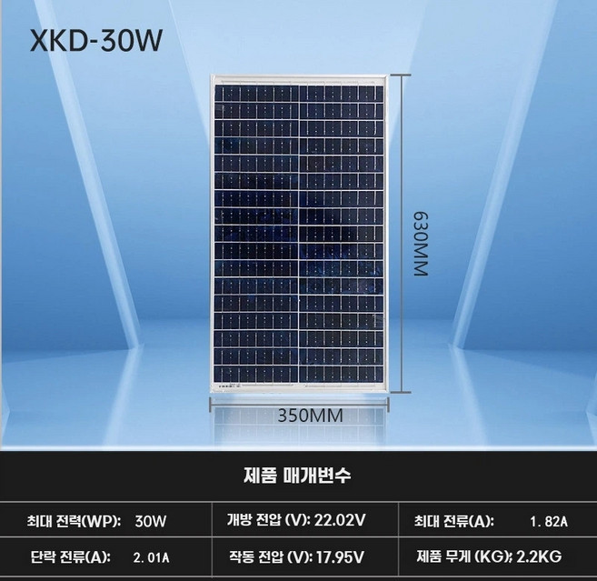 태양광 차량 판넬 캠핑 휴대용 배터리충전기 태양광패널, A. 18V30W 단결정 350630.mm