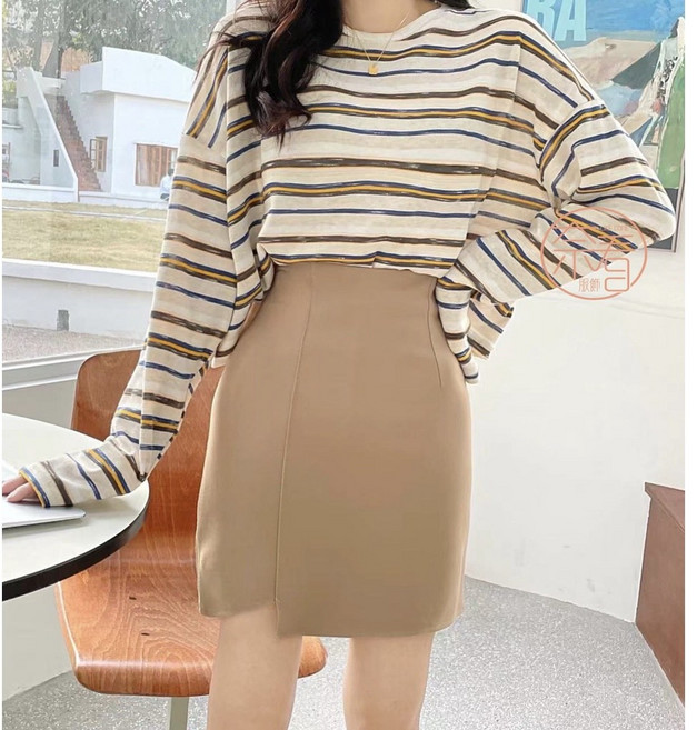 奈看服飾 窄A收腰包臀彈力裙 加寬側開衩顯瘦一步裙