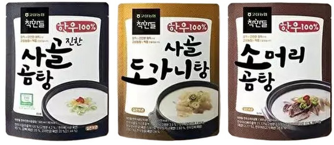 T고삼농협 착한들 한우진한사골곰탕 500ml + 한우사골도가니탕 500g + 한우소머리곰탕 500g/각 1팩, 1개