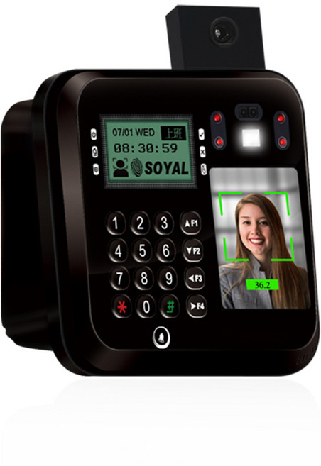 SOYAL AR-837-EA-T 臉型溫度辨識 Mifare TCP/IP 門禁讀卡機 黑色, 1個, AR-837-EADR11B1-AT