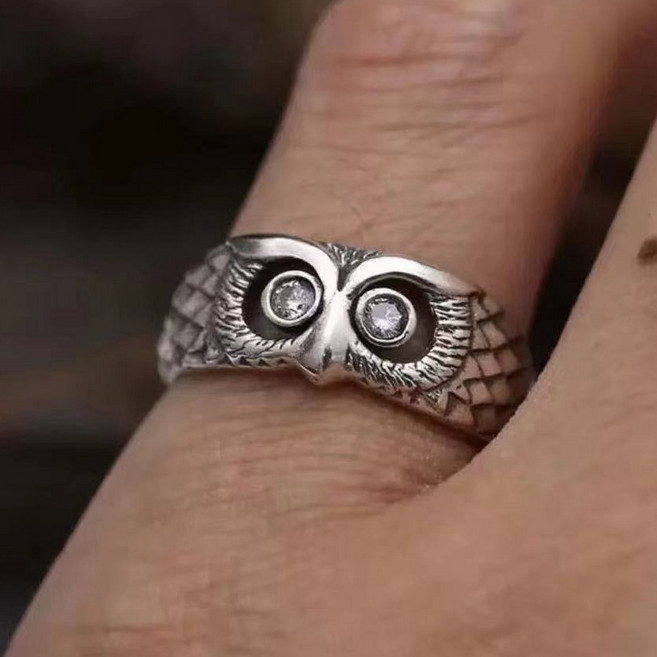 부엉이 은반지 검지 기념일 원석 커플링 돈을주는 실버링