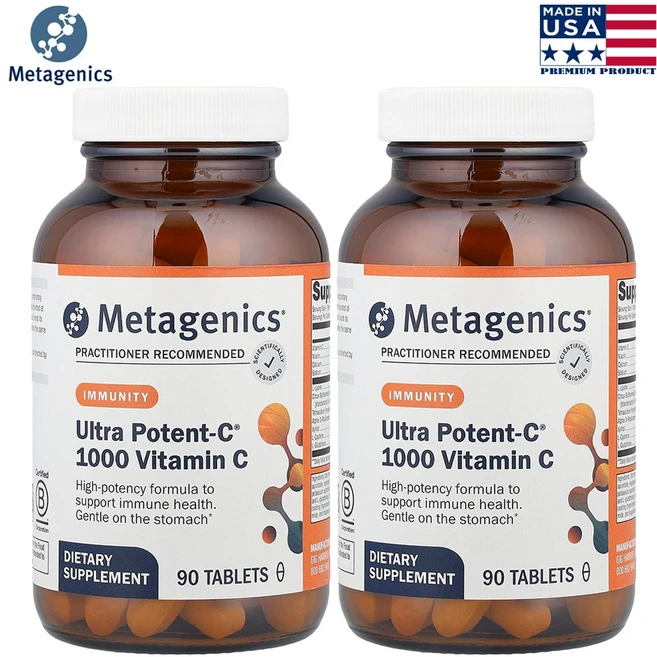 메타제닉 미국산 Ultra Potent 비타민 C 1000mg 90정 2병 - 쿠팡