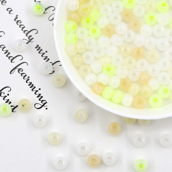 시드 비즈 캣츠아이 4mm 유리 글라스 공예 재료 팔찌 만들기, 1세트, 치즈레몬