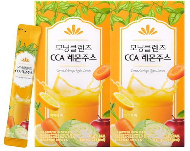 프롬바이오 모닝클렌즈 CCA 레몬주스 14포2박스/4주 / 클렌즈주스/ 클렌징주스/ 과채주스/ 비타민C 엽산/ 칼륨/ 아미노산/ 식이섬유/ 칼류/ 비타민U/ 베타카로틴/ 당근주