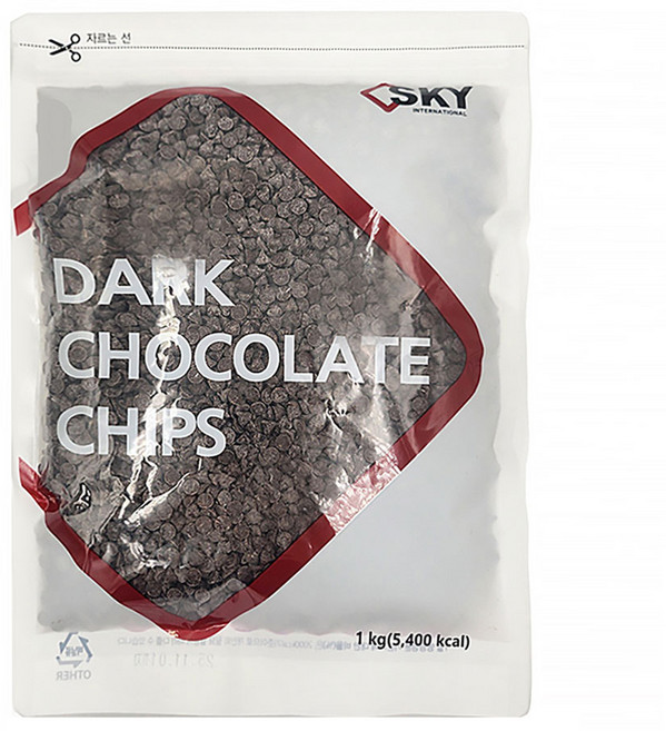 초코칩 초콜릿 스카이 다크 초코칩 1kg 토핑 데코 홈베이킹 쿠키 머핀 토핑 베이킹재료, 1개