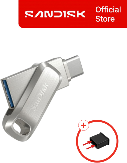 샌디스크 USB 메모리 울트라 듀얼 OTG USB 3.2 DDC4 실버 +단자 보호마개, 1개, 32GB