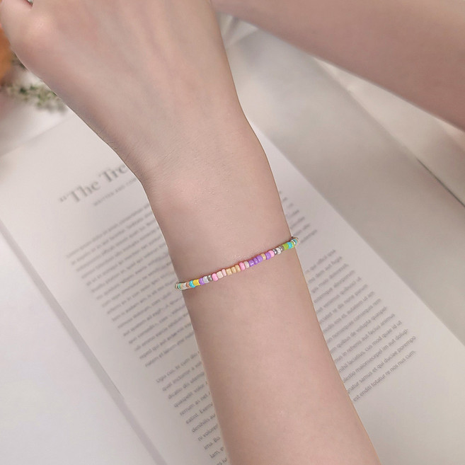 초콜리트쥬얼리 오션 7컬러 비즈 핸드메이드 컬러 포인트 레이어드 팔찌