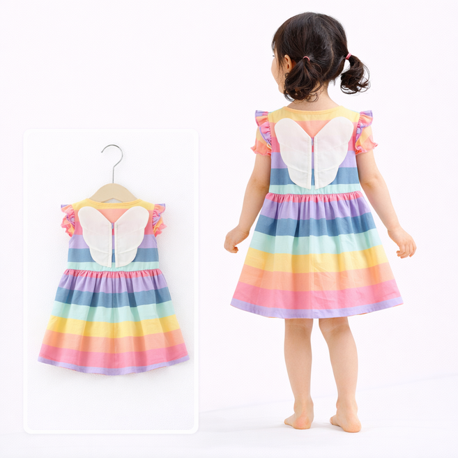 여아 여름 원피스 공주풍 캡소매 플로럴 나들이룩