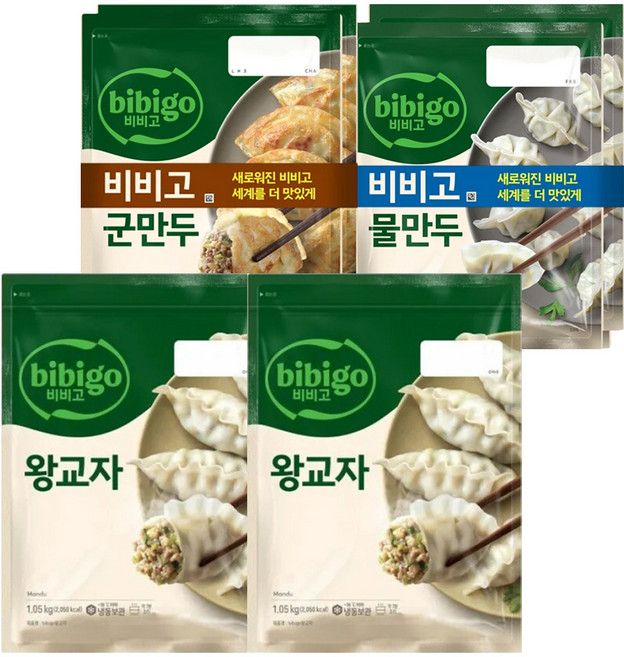 CJ 비비고 왕교자 혼합 6봉 (왕교자1.05kg+군만두450g+물만두370g 각 2봉), 1세트, 3.74kg