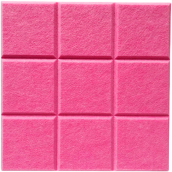 毛氈板 方格留言板 照片牆 背景貼 毛氈隔音棉, 桃紅色【30*30公分】,美纹纸+魔术贴, 1個
