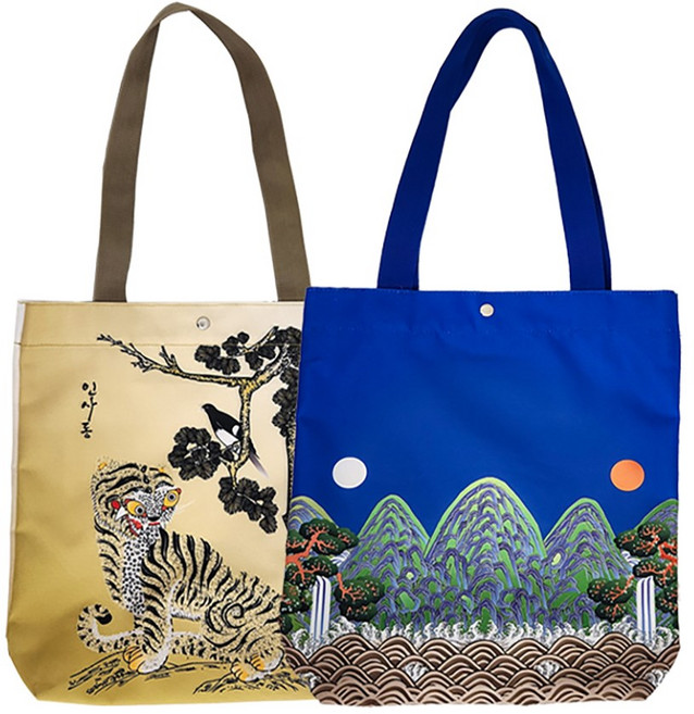 나빌레라 전통무늬 에코백 숄더백 일월오봉도 일월도 까치호랑이 호작도 전통민화 국립중앙박물관굿즈