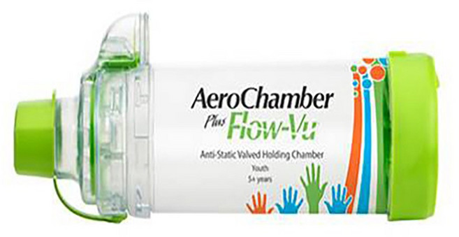 에어로챔버 천식 스페이서 (정식수입제품) AeroChamber Plus Flow-vu Spacer, 1개, 에어로챔버(소아마우스피스형)
