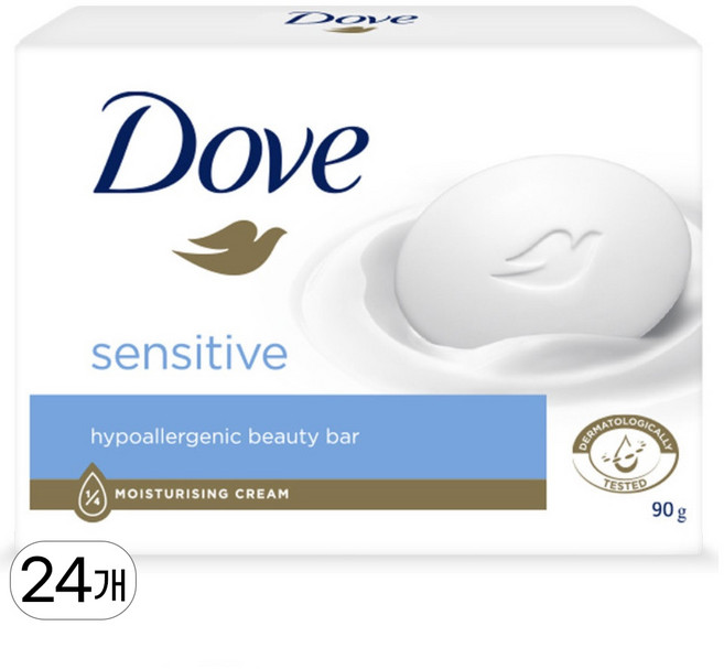 도브 센스티브 뷰티 바 비누 무향, 90g, 24개입