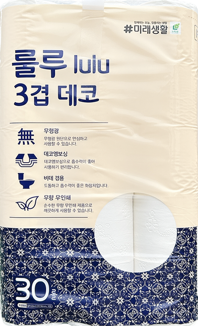 미래생활 룰루 3겹 데코 화장지 22M 30롤, 1개