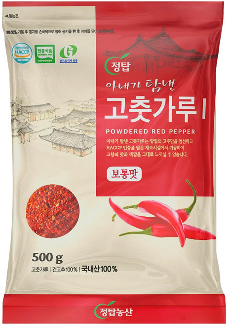 정탑아내가탐낸 농산 아내가 탐낸 고춧가루 굵은가루 김치용, 500g, 1개