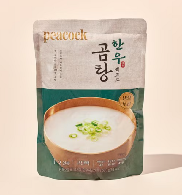 피코크 한우 백프로 곰탕 냉장 보관, 3개, 500g