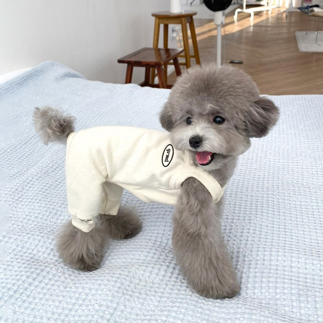 그루밍독 반려동물 캐주얼 트레이닝복 나시 올인원, 아이보리, 1개
