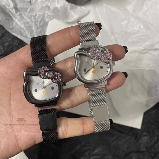 다나에 러블리 헬로키티 큐빅 메탈 손목시계 야광 포인터 실버 학생 쿼츠 시계 4컬러 +Integrated International Trade Co. Ltd 머리핀