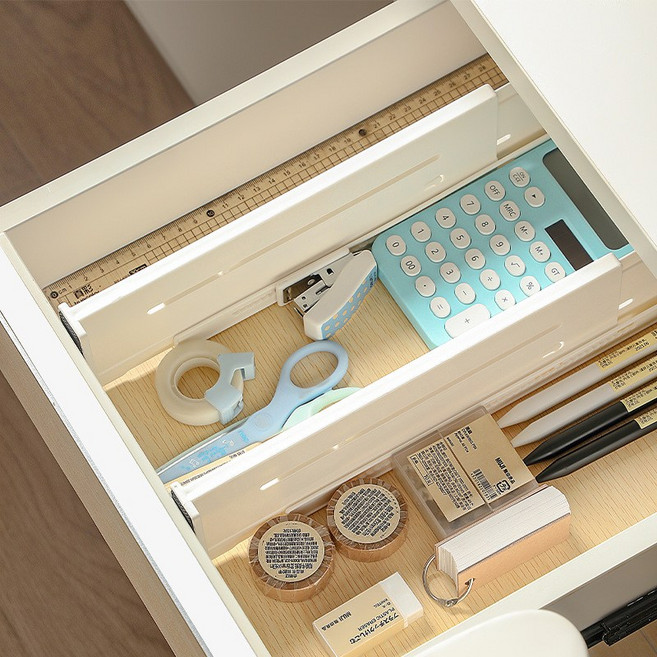 길이조절 서랍 정리 칸막이 파티션, 6개, 화이트