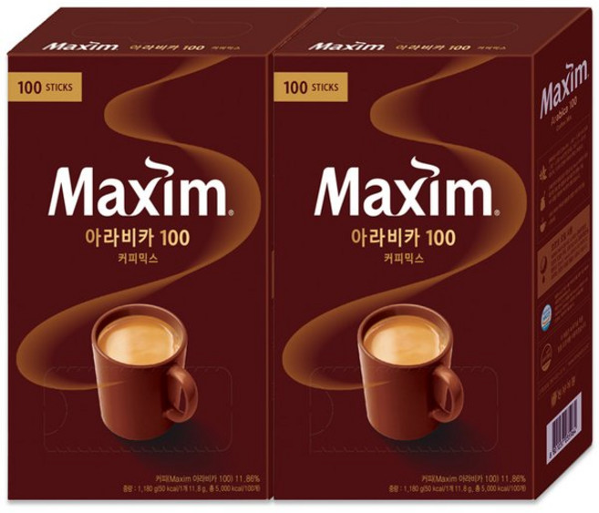 맥심 아라비카100 커피믹스 100T+100T, 12g, 1개입, 100개