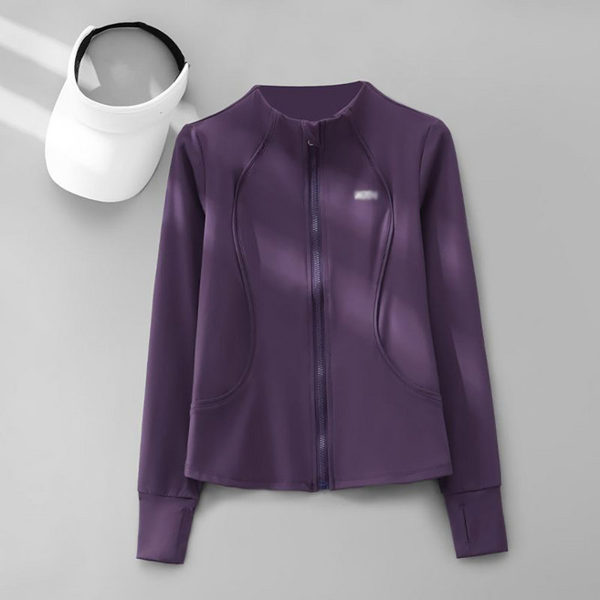WANGBAIWAN 여성 집업 긴팔 쇼트핏 자켓 운동 조깅 속건 얇은 헬스복 슬림핏 요가복 아우터 S22611