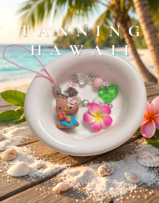 에이씨엠 헬로키티 산리오 태닝하와이 키링 에어팟 핸드폰 스트랩 줄 고리 가방