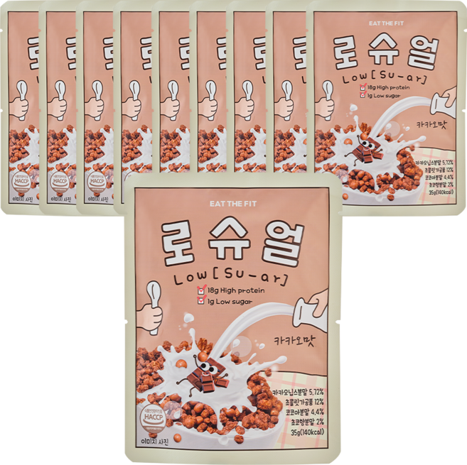 델리스푼 로슈얼 단백질 시리얼 카카오맛, 35g, 10개