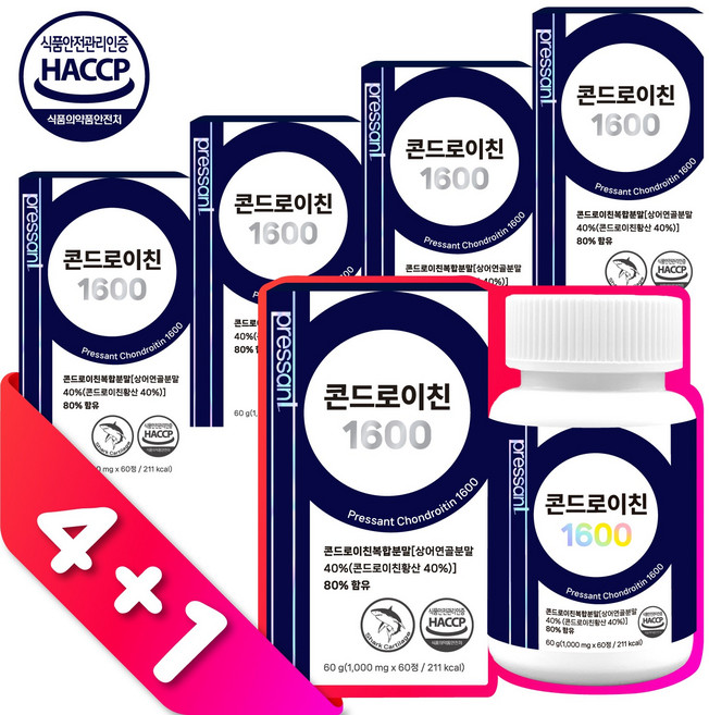 [4+1] 프레송 콘드로이친 1600 상어연골 고함량 관절영양제 1200+400, 60정