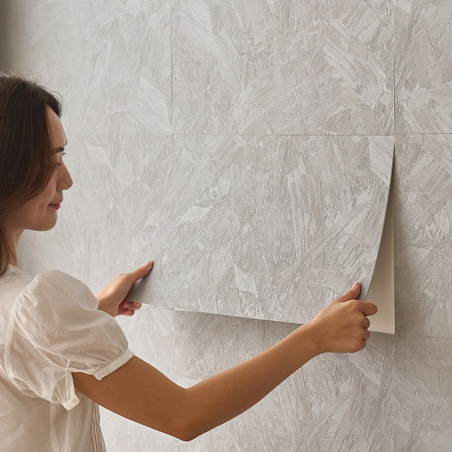 코지블럭 거실 아트월 셀프 인테리어 폼블럭 접착식 단열벽지, 브러쉬드 그레이, 10p