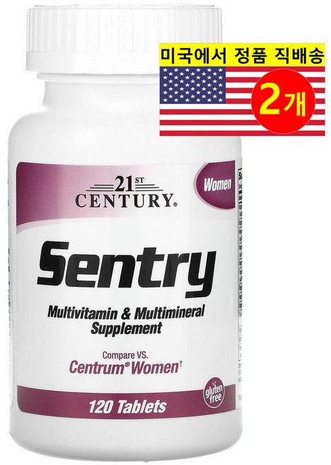 21st Century 21세기 센트리 여성용 멀티비타민 미네랄, 2개, 120정