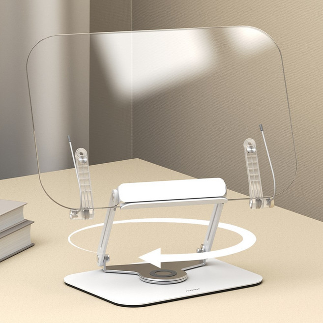 무아스 투명 와이드 접이식 프리미엄 360도 회전 높이조절 독서대, 360도 회전 프리미엄 독서대