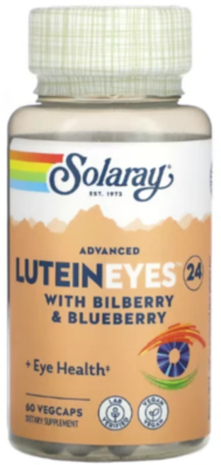 솔라레이 어드밴스드 루테인 아이즈 24 빌베리&블루베리 60 베지 캡슐, 1개, 60정 - 쿠팡