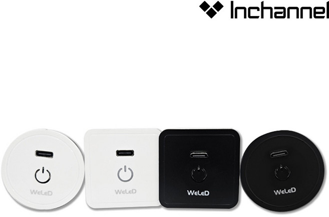 인채널 웰리드 컴팩트 C타입 USB 터치 스위치 IDC20 가구매립 책상 침대 빌트인 인테리어, 원형 스위치/화이트_IDC201