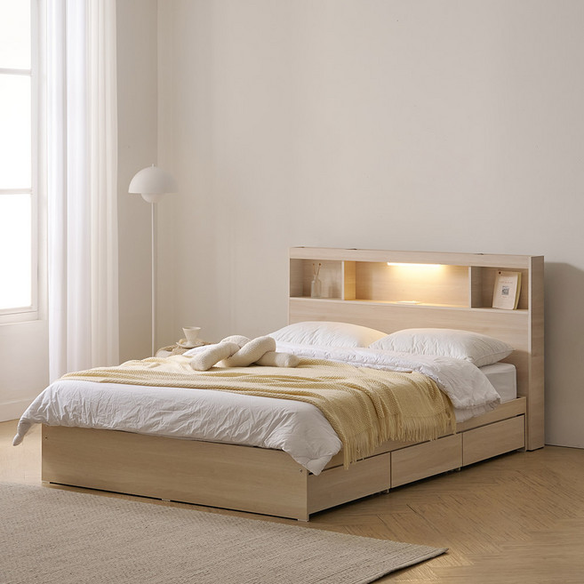 파로마 이즈 카이 LED 수납침대 슈퍼싱글 퀸, 워시, 01_침대프레임SS ISG061