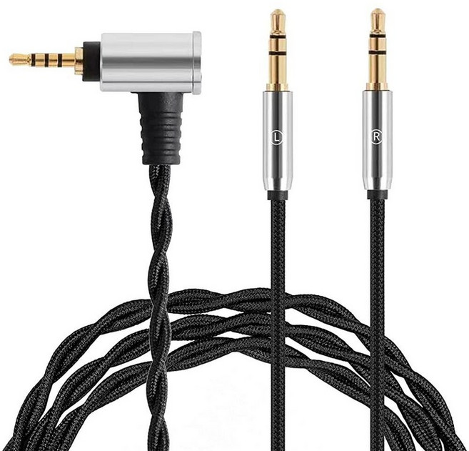 FAAEAL 모니터 헤드폰 케이블 듀얼 3.5mm 오버이어 헤드폰 와이어 고순도 무산소 구리 AUX 코드 Hifiman HE4XX HE-350 Meze 109 Pro와 호, 2.5mm