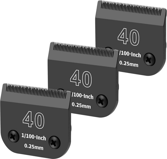 3 팩 3/4HT 탈부착 개 그루밍 스틸 블레이드 Andis Oster A5 Wahl KM-10 시리즈와 호환 길이 3/4인치 19MM （ 블랙 ）, 40-black(3 PACK)