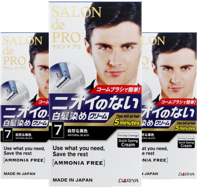 살롱드프로무향료맨즈스피디 5분 남성용 염색약 새치커버 일본염색약, 7호자연흑색, 3개