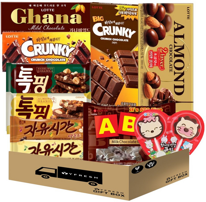 초콜릿세트 (가나 크런키 톡핑 자유시간 빅크런키 아몬드초코볼 abc초콜릿 화이트큐티), 1세트, 27g