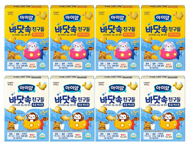 일동후디스 아이얌 바닷속 친구들 8개 혼합, 1세트, 50g, 치즈 비스킷4 + 우유 비스킷4