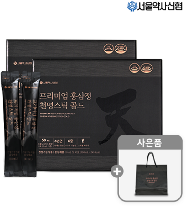 프리미엄 홍삼정 천명 골드 30포 2세트(쇼핑백포함), 300ml, 2세트