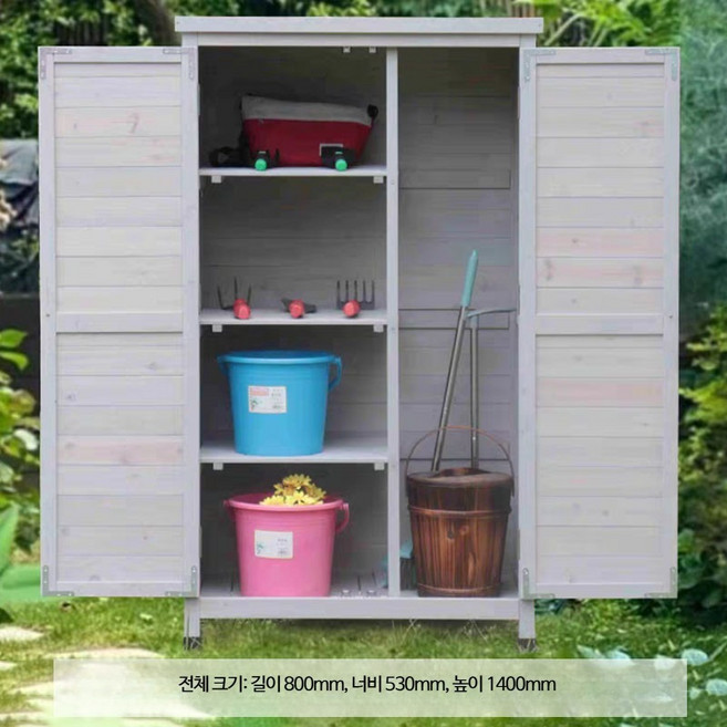 발코니와 정원을 위한 보관 캐비닛 창고 자외선 차단 도구실 야외 소형 보관함 창고 실외용 조립식 수납함 방수 공구함 정원창고 창고 베란다창고 실외수납 대형수납 내구성 잠금장치, 대형 그레이 80x53x140cm