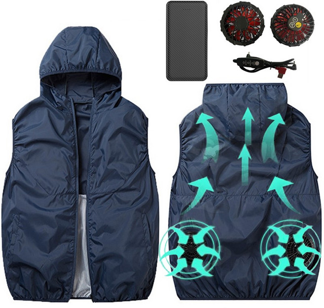 에어컨 조끼 +보조배터리10000mAh 선풍기조끼 여름 쿨링 아이스 조끼 USB 선풍기 옷 여름 현장 아이스 에어컨옷 작업복 냉풍조끼 여름 러닝 등산 아이스 조끼
