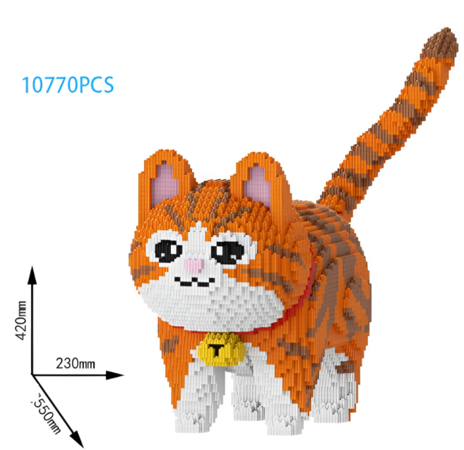 체리닷컴 귀여운 동물 친구들 디폼블럭 나노블록 모음 대형, 주황 고양이, 1개