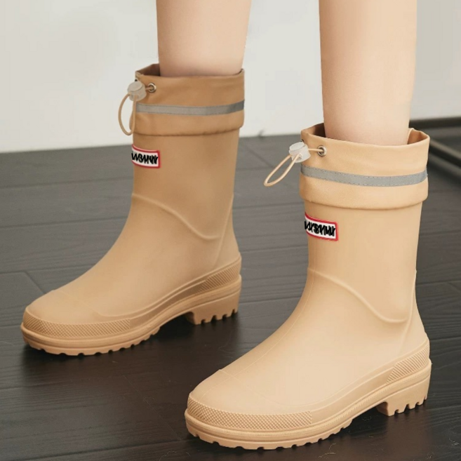 SMILEMORLI 여성용 미끄럼 방지 미들 발편한 장화 레인부츠