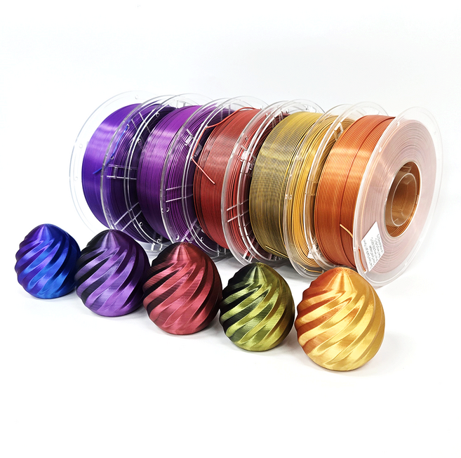 킹룬 실크 PLA 듀얼 그라데이션 필라멘트 프리미엄 고급형 1.75mm 3D프린터 필라멘트 1KG, 퍼플&블랙, 투톤 필라멘트