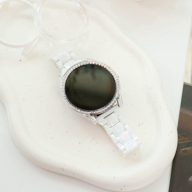 오르몽트 [오로라세트] 갤럭시워치 스트랩 커버 세트 오로라 투명 밴드 시계줄 7 6 5 4 40mm 44mm 프로 45mm, 세트3)다이아(투명)+오로라(화이트)로골버클, 1개