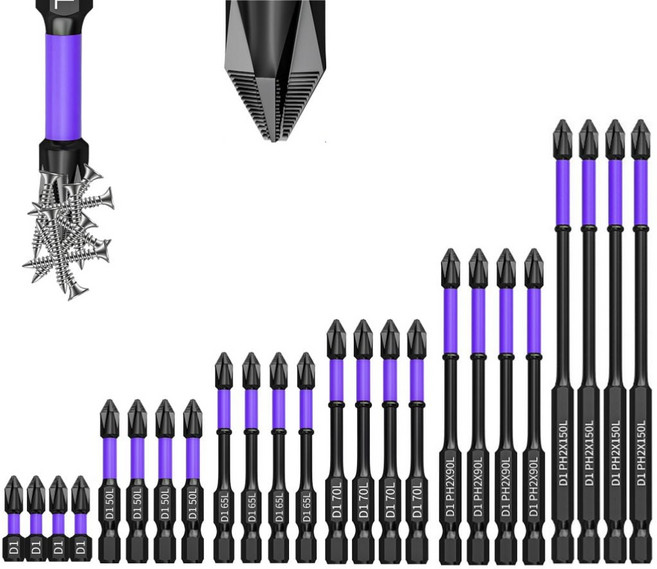 ph1 공구 드릴비트 자석 십자 비트 기리 전동 임팩 드릴 육각 드라이버 미끄럼 방지 ujd+641AO, 90mm