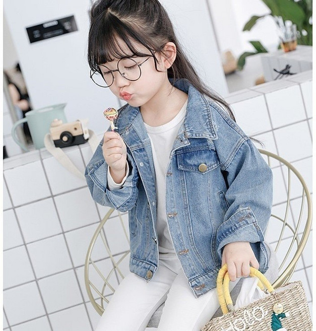 쪼꼬미샵 아동 블루카라 청자켓 데님자켓