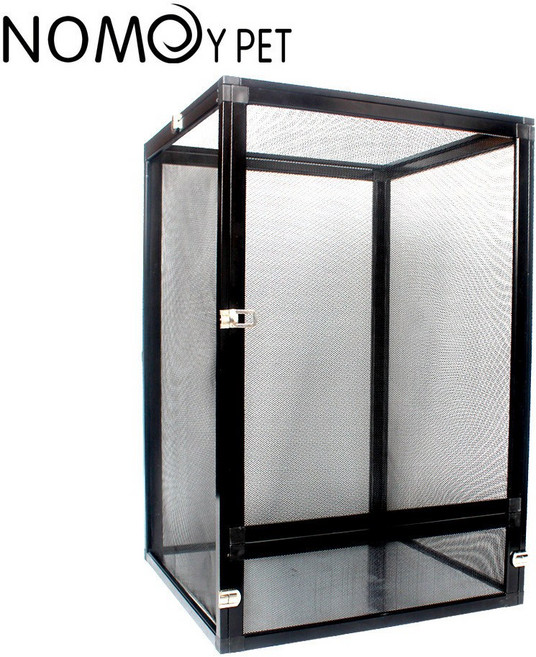 커버 파충류 서식지 알루미늄 케이지 스크린 열대우림 도마뱀 카멜레온 에어 테라리움 분리형 포함, 1) Black-mini, 1개